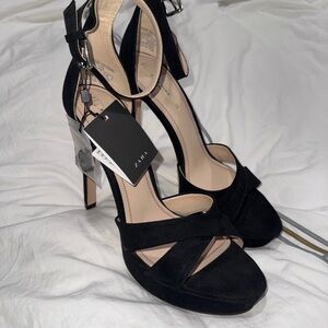 Zara Elegant Black Heeled Sandals